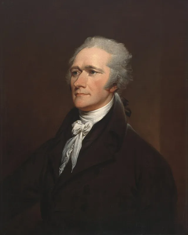 Painted portrait of Alexander Hamilton.
