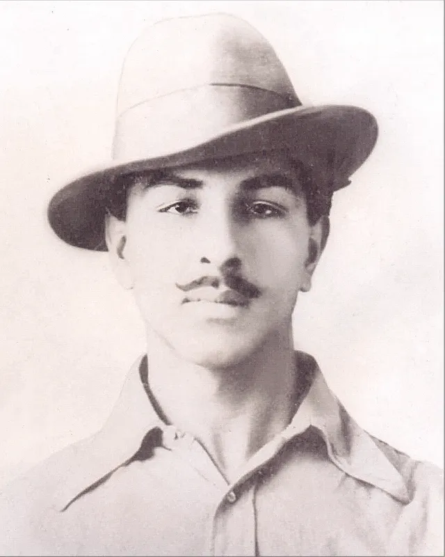 Portrait photograph of Bhagat Singh wearing a hat, taken in 1929.