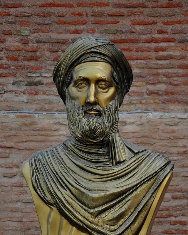 Bronze bust of Ibn Khaldun in the Casbah of Béjaïa, Algeria.