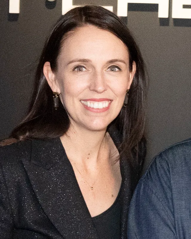 Photograph of Jacinda Ardern speaking at a public event in 2018.