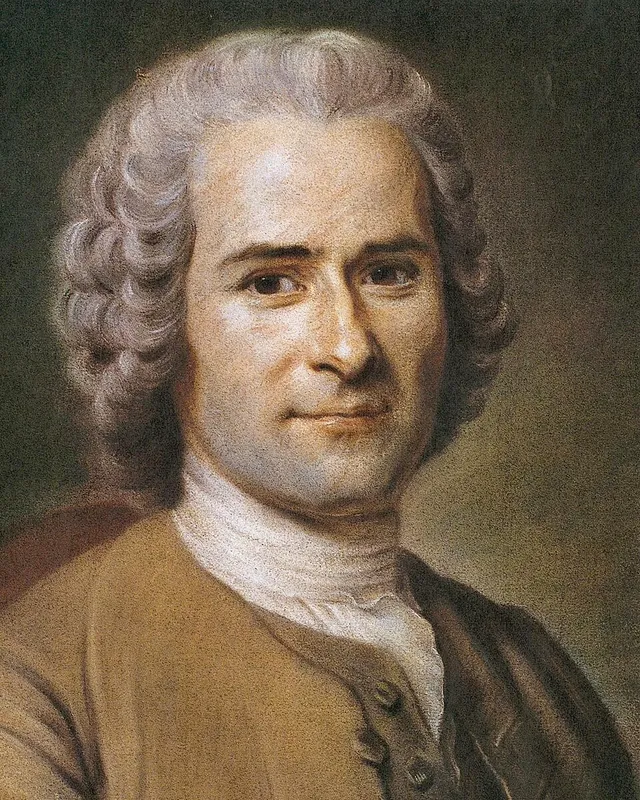 Painted portrait of Jean-Jacques Rousseau in a fur-trimmed coat.