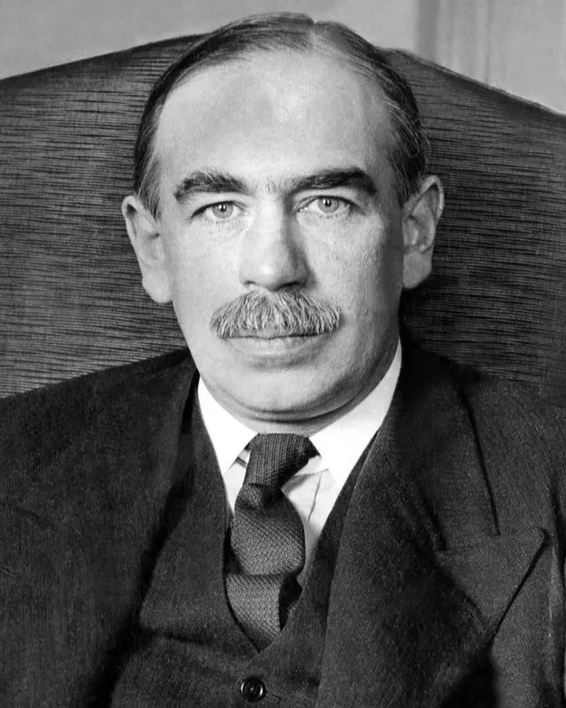 Photographic portrait of John Maynard Keynes in a suit, 1929.