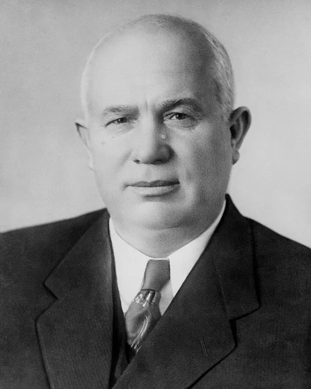 Press photograph of Nikita Khrushchev in a suit, 1956.