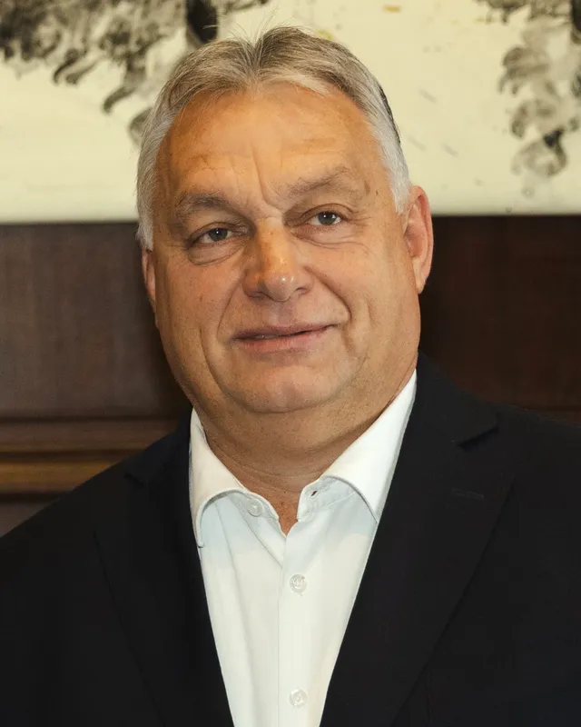 Photograph of Viktor Orbán in a dark suit.